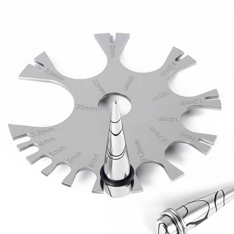 Dead On Piercing Gauge Measuring Tool Stainless Steel Body Jewelry Sizer Wheel Millimeter Chart For Ear Nose Ring Earring Belly Barbell And Tongue Piercing Professional Fit Check