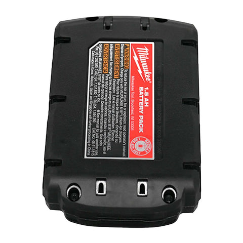 1.5Ah battery from Compact Half Inch Hammer Drill Driver Kit With M18 Cordless Power, featuring durable black casing