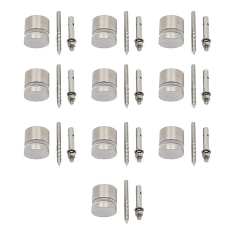 10 Pack 304 Stainless Steel Glass Railing Standoffs With Slick Wire Draw Texture Bombproof Heavy Duty Spacers for 3/8-Inch to 1/2-Inch Glass