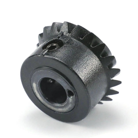 Close-up of XB2364001 Spiral Bevel Gear for Brother 1034D and 3034D sewing machines, black durable gear wheel with 20 teeth