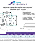 Three Inch Booster Elevated Toilet Seat Riser dimensions chart with detailed measurements and side view.