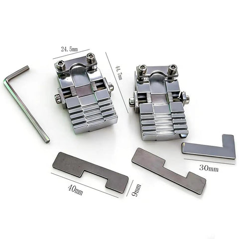 Universal Key Clamping Fixture With Storage Box for Key Cutting Machines, chrome-plated, includes precision clamp tools.