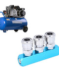 Air Compressor Quick Connector And Fast Coupler For Pneumatic Tools Heavy Duty Aluminum Alloy Manifold Fitting blue unit