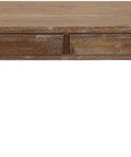 Built Tough Industrial Rustic Coffee Table Crafted From Thick Solid Acacia Wood With Two Deep Storage Drawers And Heavy Duty X Shaped Steel Base For Modern Living Room Decor, front view.