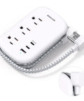 Ultra Flat Power Strip With 3 Outlets And 3 USB Ports Including 2 USB C, 3.2ft Wrapped Extension Cord, space-saving hub image