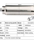 Beefy 5.5KW CNC Metal Engraving And Milling Spindle With Water Cooling ER25 Chuck 120mm Diameter 24000 RPM specifications