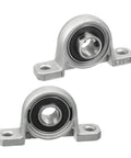 Two Pack KP001 12mm Bore Zinc Alloy Inner Ball Mounted Pillow Block Insert Bearing Self Aligning Two Bolt Flange Block With Setscrew Locking Collar For Easy Installation And Durable Support, front view