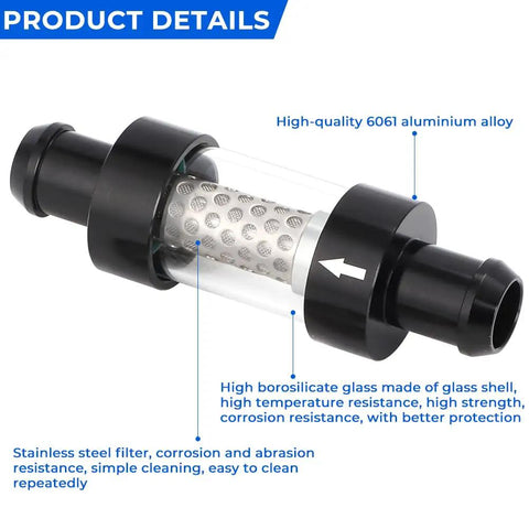 Three Quarter Inch Universal Inline Heater Core Coolant Filter And Inspection System with Stainless Steel Mesh