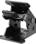 Badass Heavy Duty Folding Brackets For Tables And Bed Legs, 8 Pack Self Locking Hinges With Wood Screws, Sturdy Cold Rolled Steel Extension Supports For Workbenches, Black, close-up view of hinge