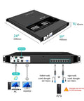 No Sweat Plug And Play Eight Port Kvm Switch With Seventeen Inch Lcd Rack Console, showing ports and dimensions, ideal for server management.