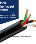 Beefy Heavy Duty Portable Power Cable 16 AWG 4 Conductor SOOW 600V 50 Foot Roll in a Bag with thermoset jacket