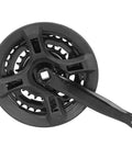 Top view of Beefy High Carbon Steel Mountain Bike Crankset 24-34-42T With Chain Guard showing triple chainring and crank arm