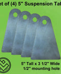 Heavy Duty Weld On Axle Tabs Five Inch Long One Quarter Inch Thick Steel Four Pack for 4-link suspension tabs