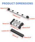 100 Mm MGN9 Linear Guide Rail With MGN9C Sliding Carriage Block dimensions, showcasing sizes in mm and inches for precise 3D printer setups.