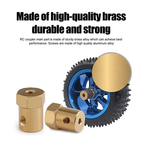 4 Pack Hex Couplers With 4mm Bore Brass Shaft Couplings For RC Cars And Model Motors, Durable Shaft Linkage Reducing Vibration At High Speed, Includes 8 M4 Screws And 2 Hex Wrenches For Quick Install. brass RC couplers and wheel hub connection