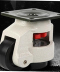 4 Pack Beefed Up Heavy Duty Leveling Casters GD-80F, 500kg Load Capacity Per Wheel, Universal Swivel Casters For Workbenches And Industrial Equipment, Easy Install, 360 Degree Mobility, Stable Transport white leveling caster with black wheel and square top plate