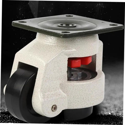 4 Pack Beefed Up Heavy Duty Leveling Casters GD-80F, 500kg Load Capacity Per Wheel, Universal Swivel Casters For Workbenches And Industrial Equipment, Easy Install, 360 Degree Mobility, Stable Transport white leveling caster with black wheel and square top plate