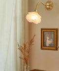 Premium Retro Wall Sconce Lighting French Copper Glass Led Indoor Outdoor Lamp Fixture Goes Along Perfectly above a bedside table.