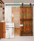 20Ft Heavy Duty Sliding Barn Door Hardware Kit For Smooth Quiet Operation With Big Spoke Wheel Hanger installed on a wooden door