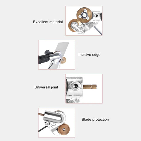 Close-up of Heavy Duty Electric Drill Plate Cutter And Sheet Metal Shears Attachment showing excellent material and universal joint.