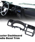 PIT66 dashboard bezel panel for single-DIN radios, dark gray, fits Blazer/Jimmy/Sonoma/S10 1998-2004.