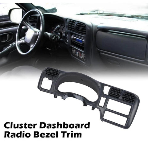 PIT66 dashboard bezel panel for single-DIN radios, dark gray, fits Blazer/Jimmy/Sonoma/S10 1998-2004.