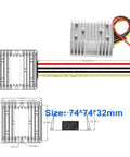 Heavy Duty DC DC Step Down Converter Buck Module, 74x74x32mm, designed for electric vehicles with high thermal dissipation.