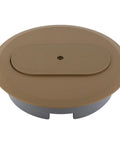 Duplex Receptacle Flush Mount Carmel Cover Model E97DSC for round floor boxes in high-impact thermoplastic, top view.