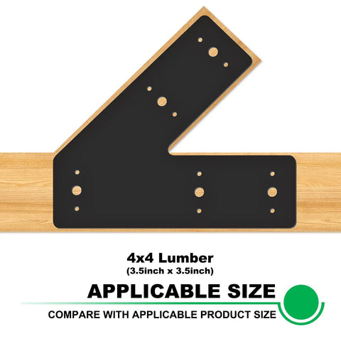 Beefy Heavy Duty 4 Pack 45 Degree Steel Pergola Brackets For Wood Beams 4x4 And 6x6 Lumber Powder Coated Black