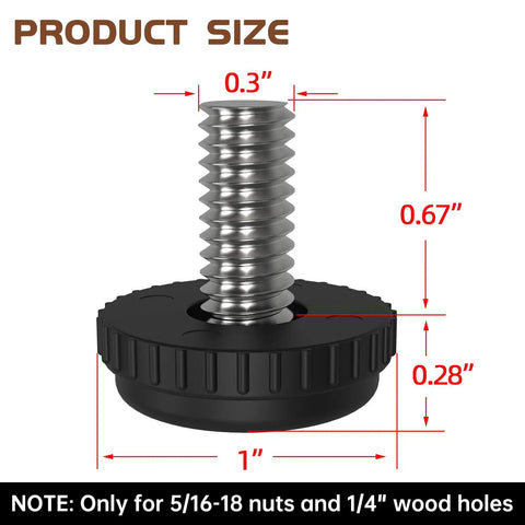 24 Pack Stainless Steel Screw In Furniture Levelers Five Sixteenth Inch By Zero Point Seven Inch Adjustable Threaded Leveling Feet Glides