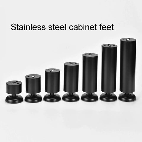 Bulletproof Stainless Steel Table Legs With Non Slip Rubber Bottom Caps For Heavy Cabinet Support Polished Silver Finish 7 Inch Drop In Ready
