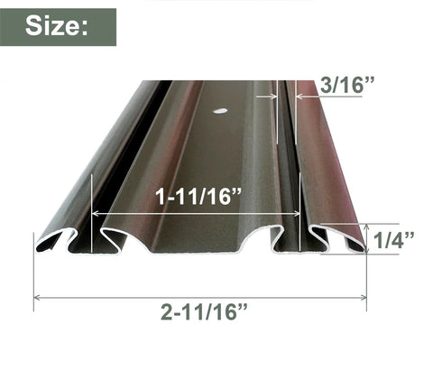 Bottom Track For Bypass Mirror Closet Doors In Gray Metal, 72 Inch Length And Two And Eleven Sixteenths Inch Width