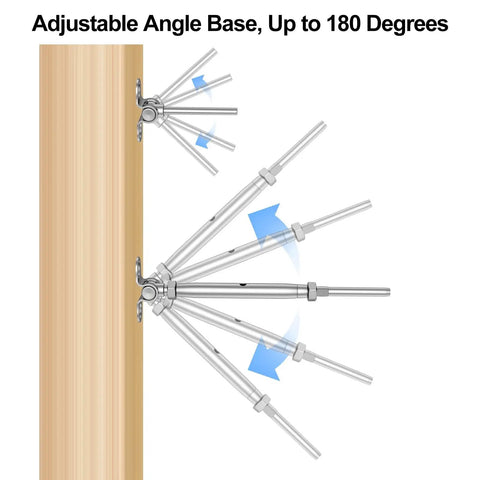 Adjustable Angle Base of 30 Pair Set 1/8 Inch Cable Railing Kit With Swage Toggle Turnbuckle Hardware for stairs