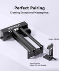 Longer laser engraver rotary roller with bracket for cylindrical objects; black metal, Y-axis, 360° rotation