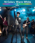 Lit 12W RGBW Track Light Heads With 16 Color Options And Independent Warm White Chip H Style Track Lighting illuminating musicians