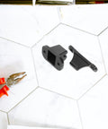 Heavy Duty Black Nylon Rv Door Latch Kit With Secure Catch And Easy Install For Camper Trailer Entry Stopper on marble surface.