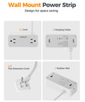 Premium 5 Ft Extension Cord Power Strip With Hella Good 900 Joule Surge Protection, flat design, 4 AC outlets and USB ports.