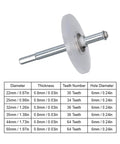 Inside Pipe Cutter For Tight Spaces With Adjustable Depth Gauge And Six Saw Blades 22mm To 50mm, showing blade and dimensions chart