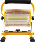 100W 2000Lm Led Work Light Rechargeable Portable Floodlight Ip65 Water, compact yellow work light with handle and adjustable stand.