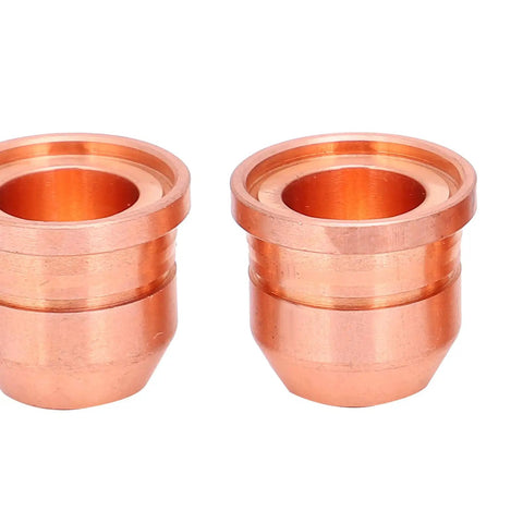 Awesome 5 Piece Plasma Nozzle Kit With Electrode Tips Compatible With Most Cutting Machines For Tough Jobs And Reliable High Temp Performance - close-up of copper nozzle tips