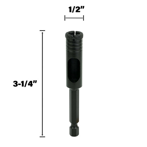 Front view of Sabre Tools 1/2-inch diamond hole saw with hex shank; vacuum brazed diamond drill bit