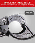 Heavy Duty Ratcheting Cable Cutter For Copper And Aluminum Wires Up To 240 Square Millimeters Clean No Crush Cuts Smooth Operation Pro Grade Hand Tool close-up of steel blade