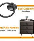 10 Pcs Black Ring Pull Handles for Cabinets and Dresser Drawers Single Hole One And Three Quarter Inch Zinc Alloy Knobs, dresser example