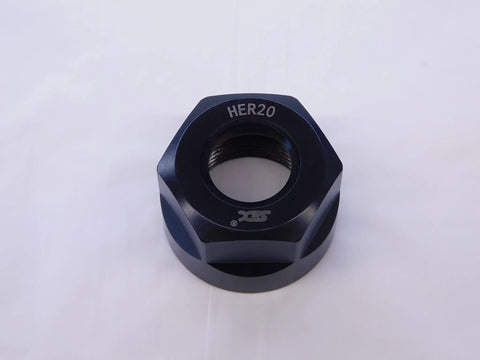 High Grade Er20 Collet Nut And Locknut For Cnc Milling And Turning Machines Tough Clamping Tool Holder Chuck Hardware showing a black HER20 nut.