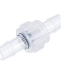 One Way Inline Hose Connector Check Valve Three Eighth Inch Dia Non Return For Water And Oil Lines EPDM Plastic Translucent