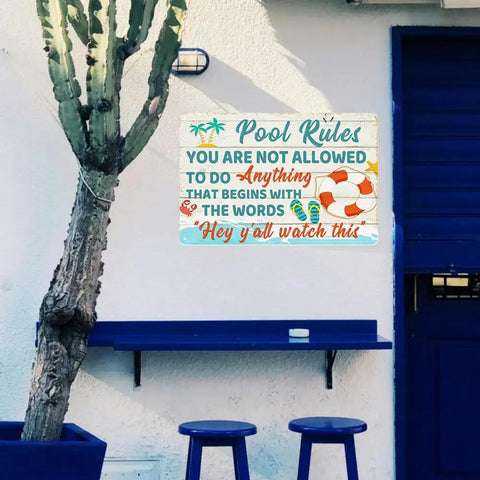 Funny Pool Signs Outdoor Pool Rules Sign 8 By 12 Inches Vintage Metal Tin Wall Decor For Pool Deck Backyard Bar Home