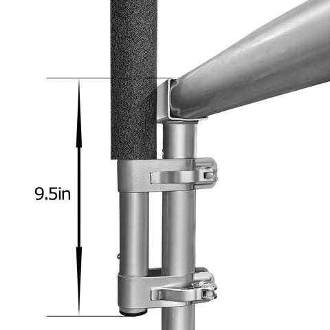 Kickass 15ft Trampoline Replacement Enclosure Poles With Foam Wrapped Safety Net And Heavy Duty Clamps, 9.5in tall pole with clip.