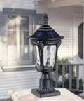Solar Outdoor Post Light With Two Modes Aluminum Exterior Lantern Waterproof LED Post Lamps Warm and Cool White Lighting Dusk to Dawn Sensor 3 Inch Pier Mount Adapter All Night Pathway Yard Lighting on porch