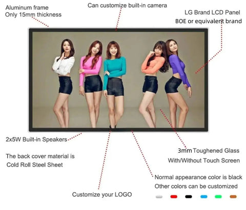 Top Shelf 98 Inch Wall Mounted 4K Digital Signage Display Slick Android Powered Commercial Lcd Ad Panel With Ir Touch And Cms Software Vesa Compatible Indoor Screen For Smooth Media Playback showcasing a group of models with the display.