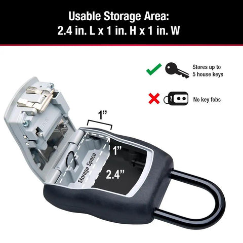 Key Lock Box For House Keys Outdoor Portable Lockbox With Resettable Four Digit Code Weather Resistant Durable Metal Body Open View